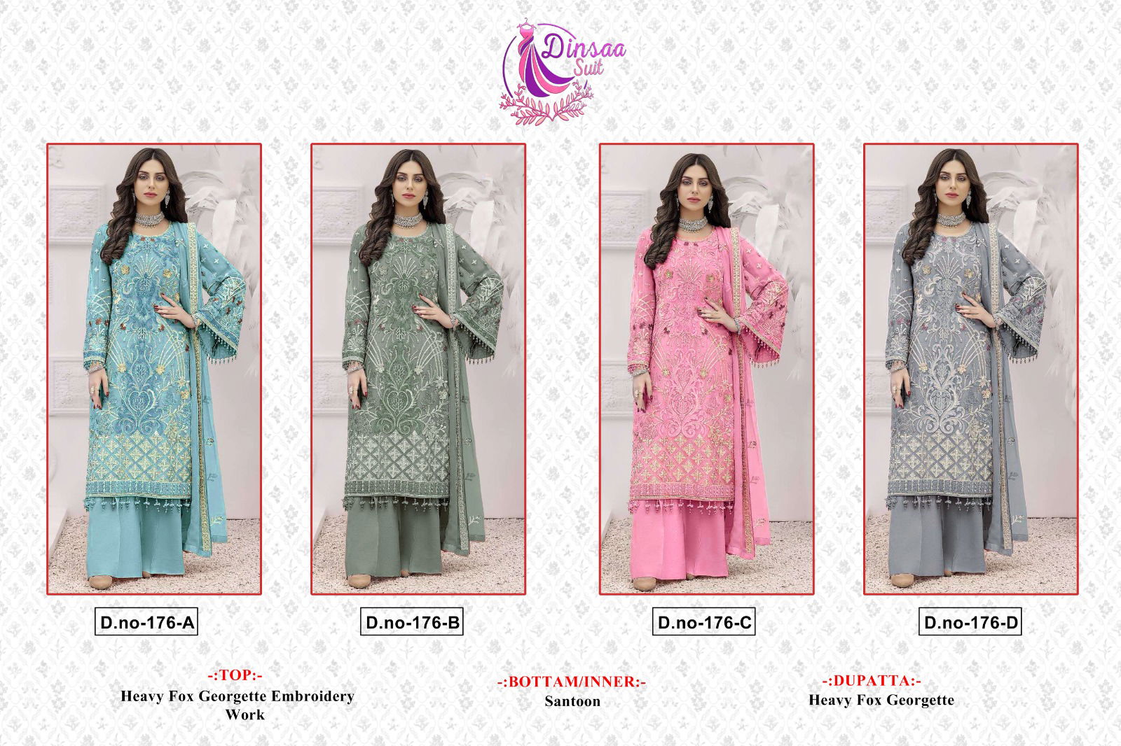 DS NO 176 By Dinsaa Suits Color Set Pakistani Salwar Suits Catalog